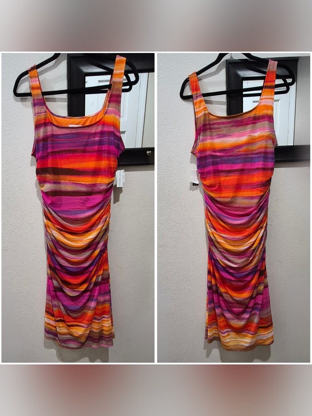 Bar III Ruched Abstract Stripe Bodycon Dress – XL NWT
